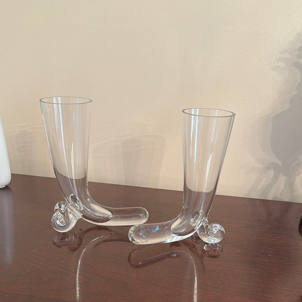 Elegant Clear Glass Horn-Shaped Goblets